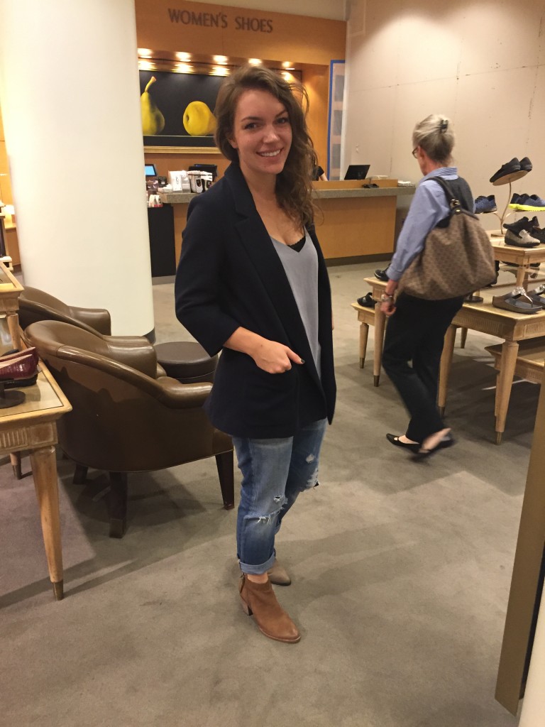 So Darling She Grabbed Her New Jacket to Try on Shoes